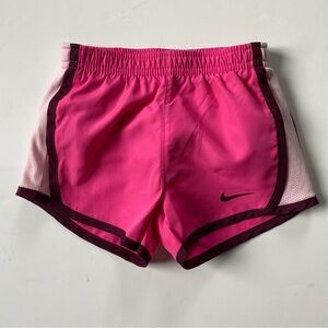 Nike Running Shorts Size 2T Dri Fit Tiempo Pink Black Trim Girls Sporty